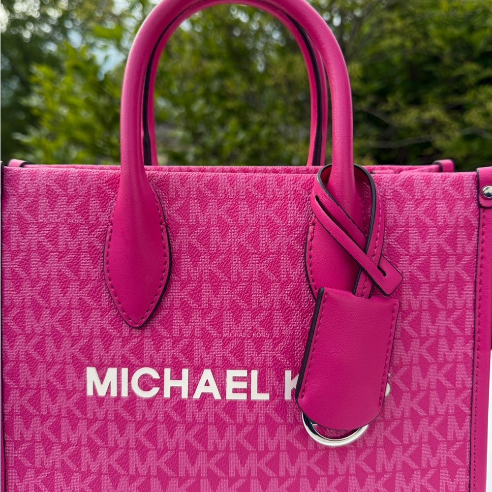 Michael Kors Mirella Small Shopper TZ Tote Crossbody Dragonfruit  mk logo - Picture 8 of 10